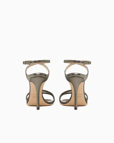 Giorgio Armani Heeled Sandals In Sparkling Nubuck In Gray