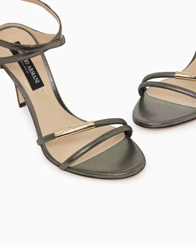 Giorgio Armani Heeled Sandals In Sparkling Nubuck In Gray