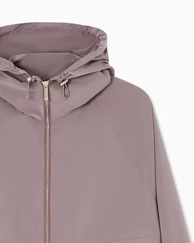 Emporio Armani Full-zip Nylon Blouson With Hood In Gray