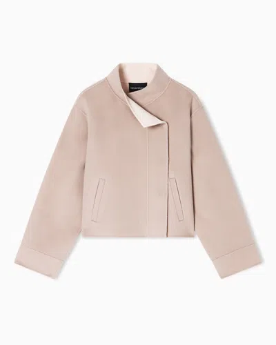 Emporio Armani Blouson In Wool Cloth In Neutral