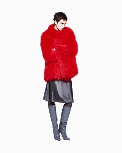 Giorgio Armani Cashmere Fur Blouson In Red