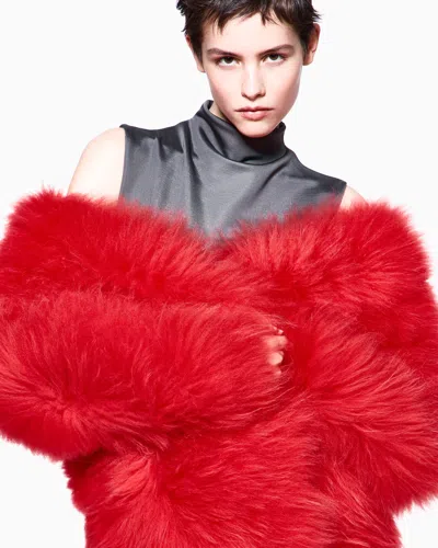 Giorgio Armani Cashmere Fur Blouson In Red