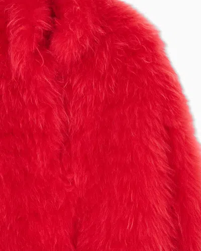 Giorgio Armani Cashmere Fur Blouson In Red
