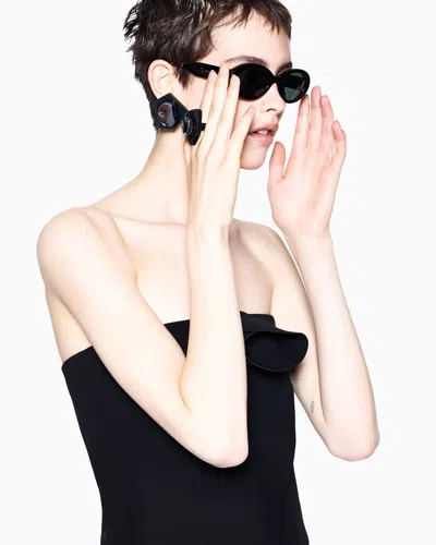 Giorgio Armani Strapless Top Fitted Silhouette Floral Detail In Black