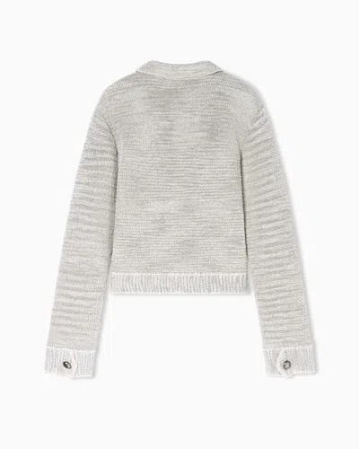 Giorgio Armani Viscose And Linen Knit Blouson In Neutral