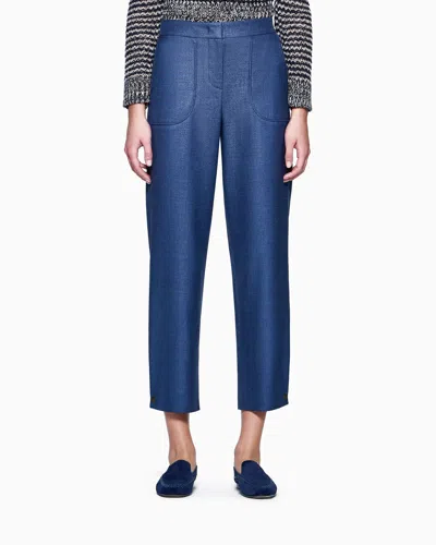 Giorgio Armani Silk And Wool Trousers In Blue