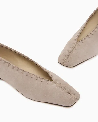 Giorgio Armani Suede Ballerinas With Embroidery In Metallic