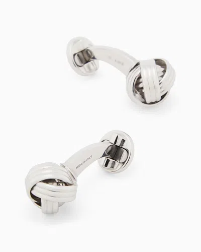 Giorgio Armani Sterling Silver Cufflinks In Metallic
