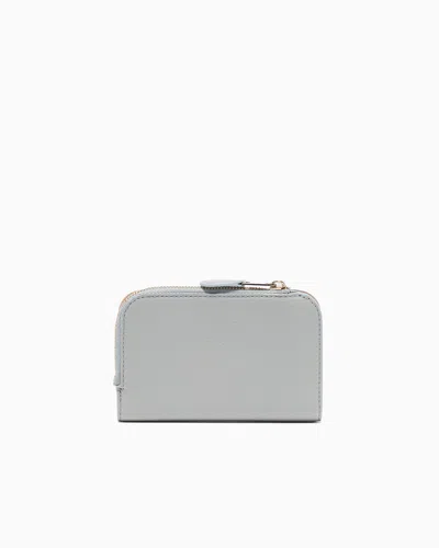 Giorgio Armani Pebbled Leather Bifold Wallet In Gray