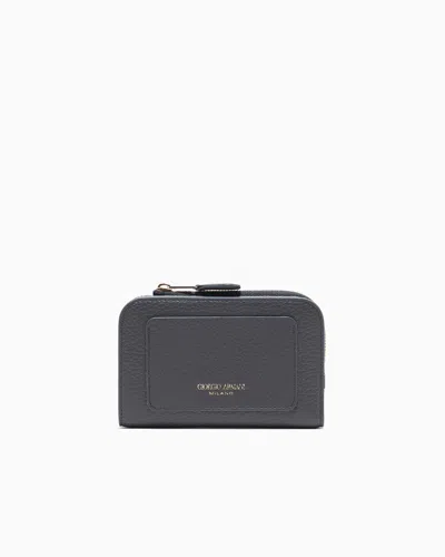 Giorgio Armani Pebbled Leather Bifold Wallet In Gray