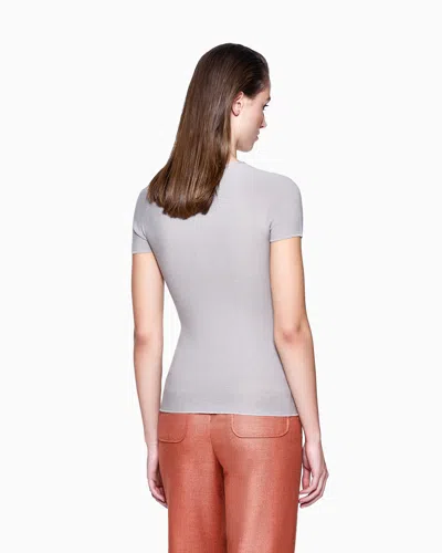 Giorgio Armani Links-stitch Viscose Short-sleeved Jumper In Gray
