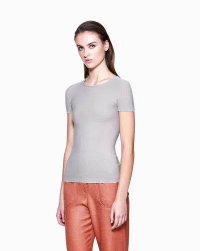 Giorgio Armani Links-stitch Viscose Short-sleeved Jumper In Gray