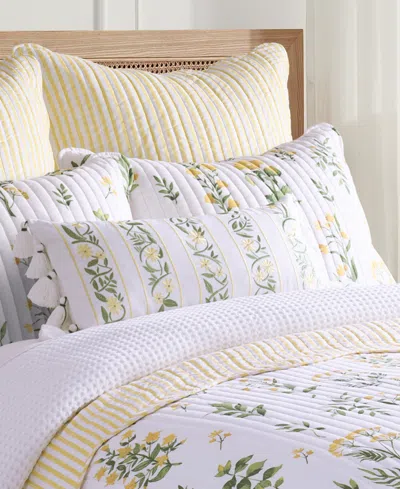 Levtex Daffodil Embroidered Decorative Pillow, 12" X 24" In Multi