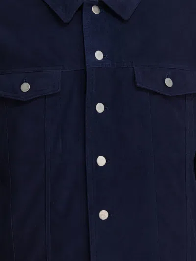 Altum Suede Buttoned Overshirt In Blue