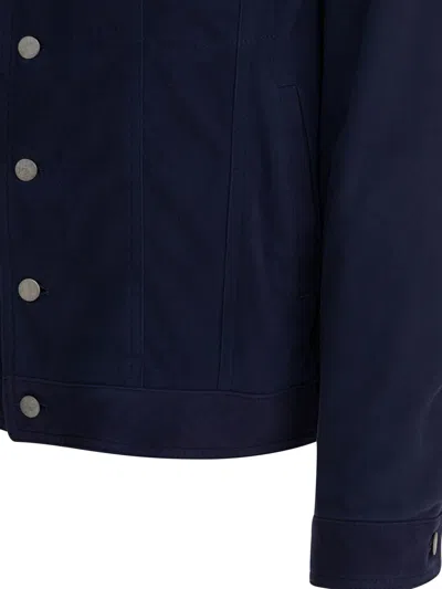 Altum Suede Buttoned Overshirt In Blue