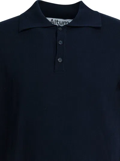 Altum Navy Cotton Polo Shirt In Blue