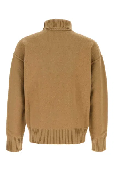 Ami Alexandre Mattiussi Ami Paris Pull Col Cheminee  Avec Ami De Coeu In Brown