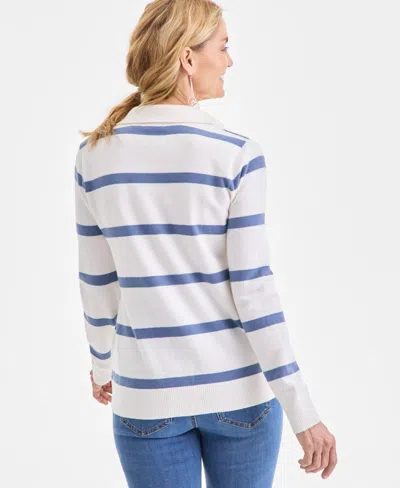 Style & Co Petite Striped Johnny Collar Sweater, Macy's Exclusive In Multi