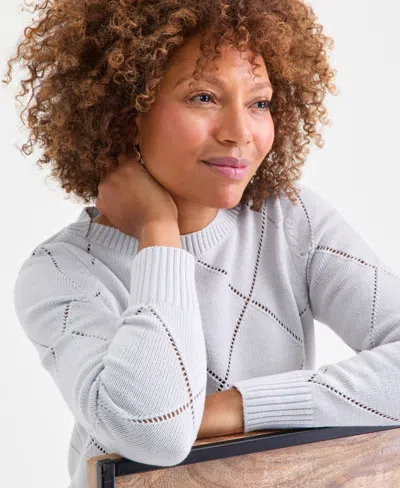 Style & Co Women's Pointelle Boat-neck Sweater, Macy's Exclusive In Gray