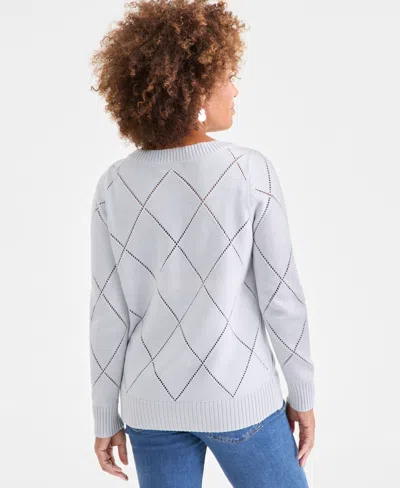 Style & Co Women's Pointelle Boat-neck Sweater, Macy's Exclusive In Gray