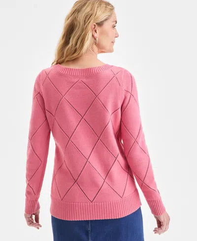 Style &amp; Co Women's Pointelle Boat-neck Sweater, Macy's Exclusive In Pink