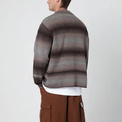 Awake Ny Brown Striped Polo Sweater In Multi
