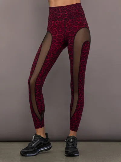 Carbon38 Sheer Spliced Legging In Melt In Burgundy