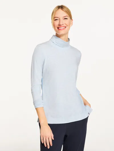 Talbots Petite - Supersoft Jersey Turtleneck T-shirt - Contrast - Blue Frost Heather - Xl  In Blue