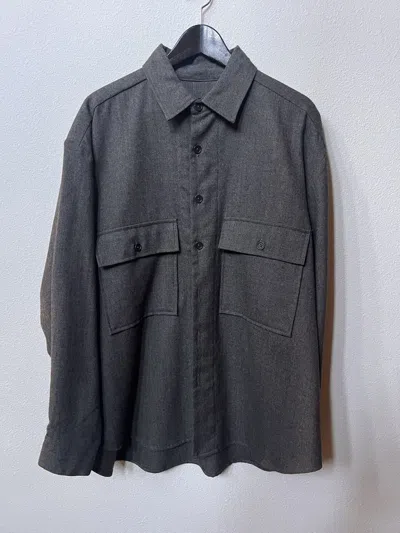 Pre-owned Evan Kinori Charcoal Grey Wool Gauze Big Shirt L In Gray