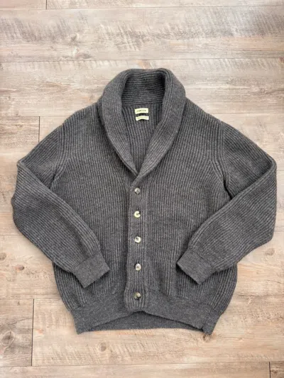 Pre-owned De Bonne Facture Shawl Collar Cardigan - Gray In Brown