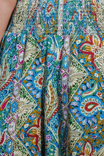 Cupshe Paisley Smocked Waist Tapered Leg Cover-up Pants In Blue