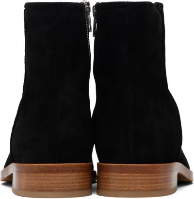 Common Projects Black Waxed Suede Zipper Boots In Black