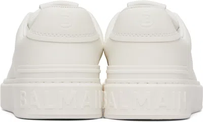 Balmain B-court White Low Top Sneakers With Logo Patch On The Tongue In Leather Man In Multi