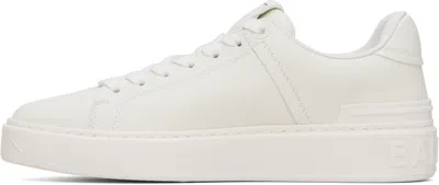 Balmain B-court White Low Top Sneakers With Logo Patch On The Tongue In Leather Man In Multi