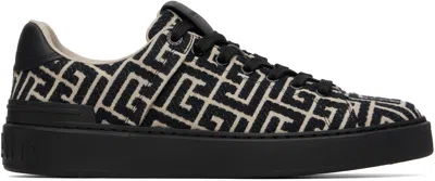 Balmain Monogram Jacquard B-court Trainers In Black