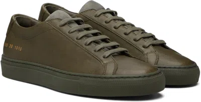 Common Projects Khaki Achilles Premium Sneakers In Green