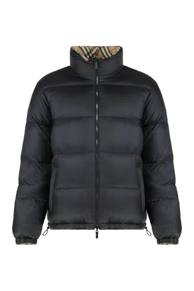 Burberry Quilted Jacket With Distinctive Plaid Pattern In Brown