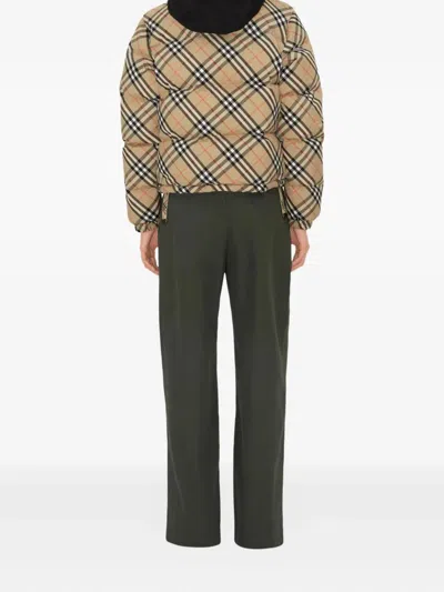 Burberry Vintage Check Pattern Puffer Jacket In Brown