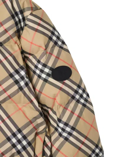 Burberry Vintage Check Pattern Puffer Jacket In Brown