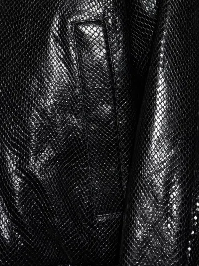 Versace Python Embossed Leather Jacket In Black