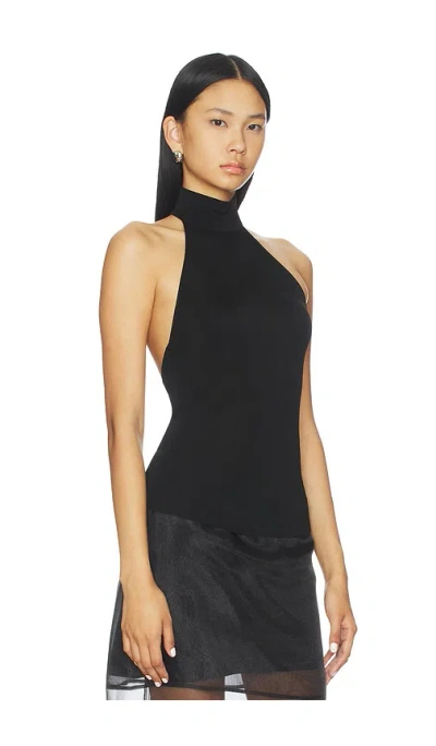 L'academie Claudette Halter Knit Top In Black