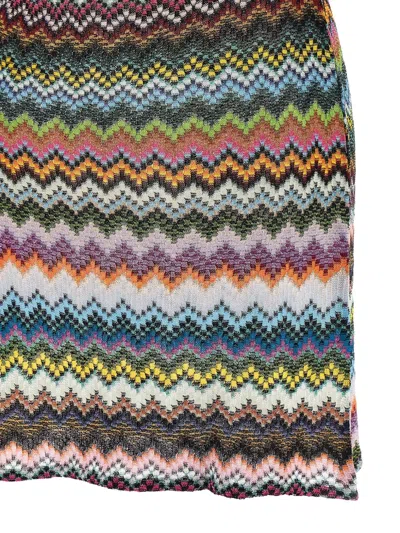 Missoni Sleeveless Knit Dress Round Neckline Zigzag In Multi