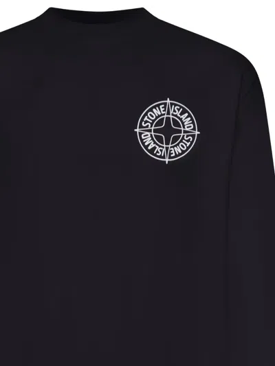 Stone Island Oversized-fit Crewneck Sweatshirt With Outline Compass Print In Black