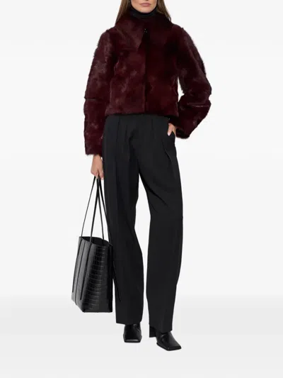 By Malene Birger Rowani Pony Hair Leather Jacket In Burgundy