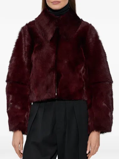 By Malene Birger Rowani Pony Hair Leather Jacket In Burgundy