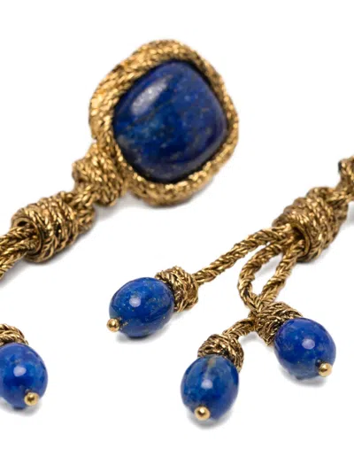 Aurelie Bidermann Miki Lapis Lazuli Drop Earrings In Gold