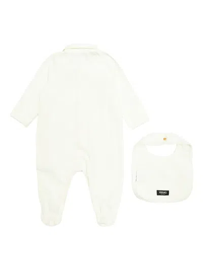 Versace Button Babygrow Set In Neutral