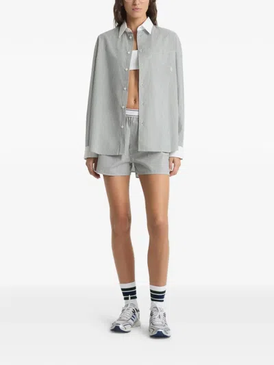 Sporty And Rich Striped Chest-pocket Shirt In Gray