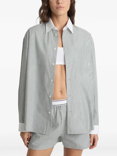 Sporty And Rich Striped Chest-pocket Shirt In Gray