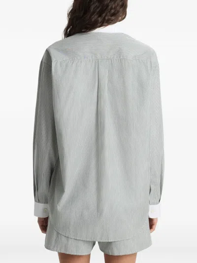 Sporty And Rich Striped Chest-pocket Shirt In Gray